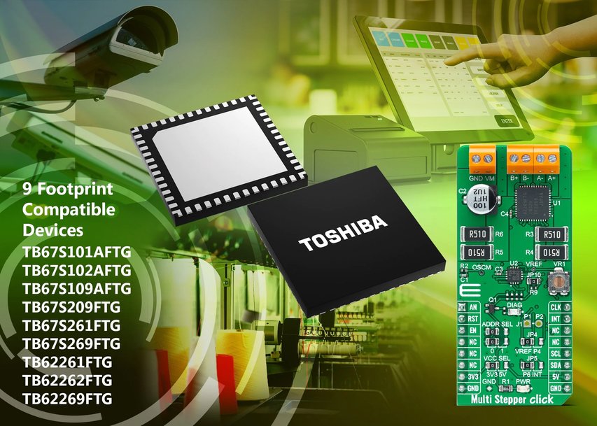New range of Mikroelektronika Click boards™ featuring stepper motor drivers from Toshiba